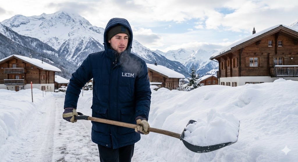 Étudiant qui déneige